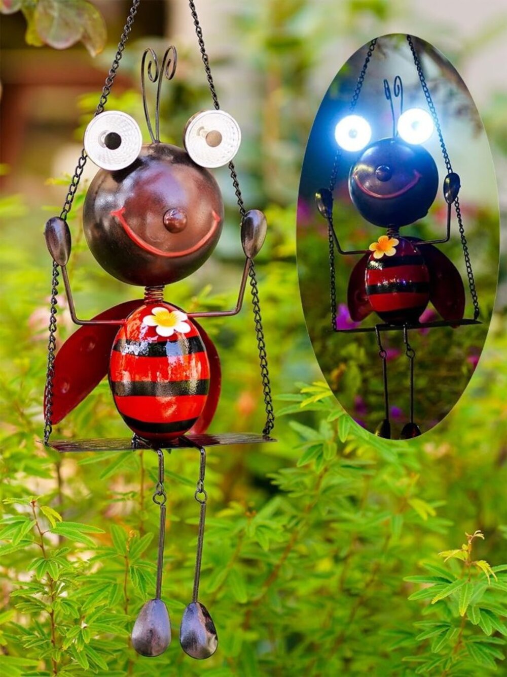 Solar Ladybug Garden Decor - Waterproof Hanging Lights for Patio, Balcony & Yard
